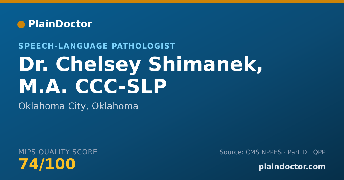Shareable card for Chelsey Shimanek, M.A. CCC-SLP - Speech-Language Pathologist, Oklahoma City, OK