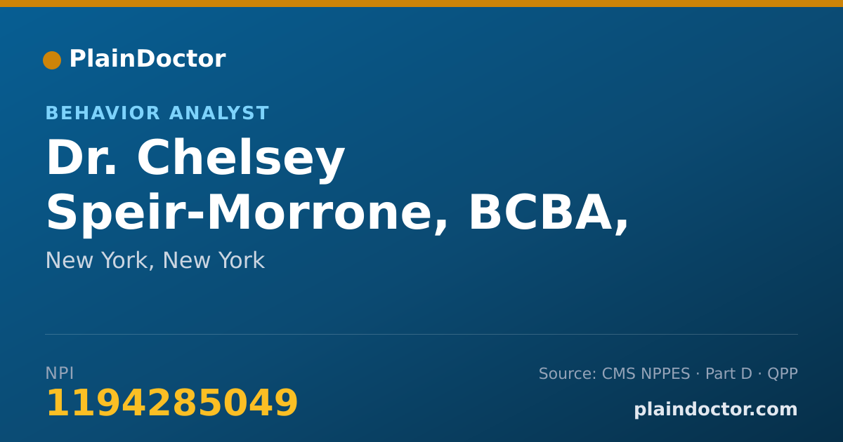 Shareable card for Chelsey Speir-Morrone, BCBA, LBA - Behavior Analyst, New York, NY