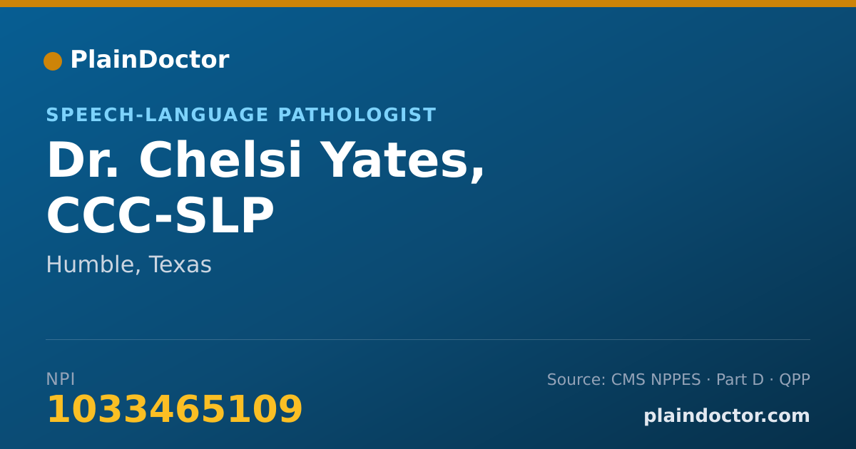 Shareable card for Chelsi Yates, CCC-SLP - Speech-Language Pathologist, Humble, TX