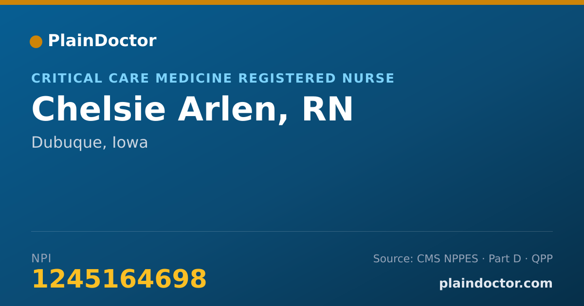 Shareable card for Chelsie Arlen, RN - Critical Care Medicine Registered Nurse, Dubuque, IA