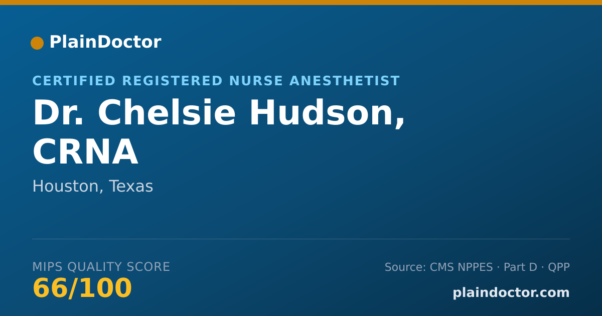 Shareable card for Chelsie Hudson, CRNA - Certified Registered Nurse Anesthetist, Houston, TX