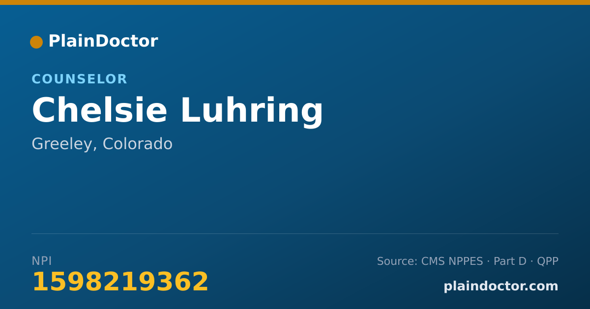 Shareable card for Chelsie Luhring - Counselor, Greeley, CO