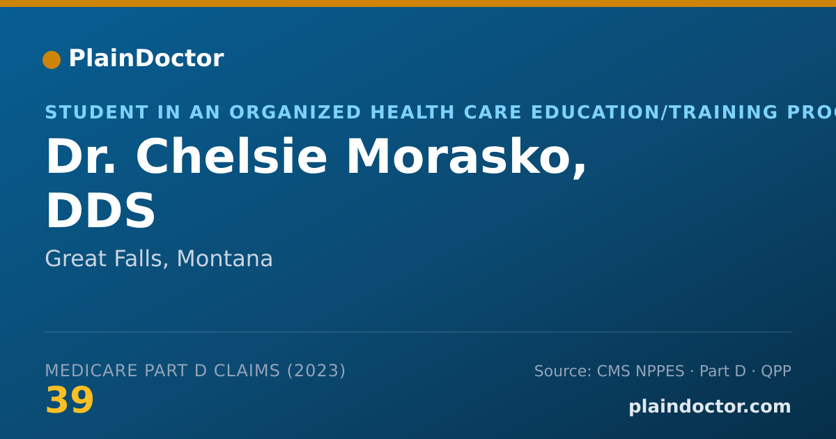 Shareable card for Chelsie Morasko, DDS - Student in an Organized Health Care Education/Training Program, Great Falls, MT