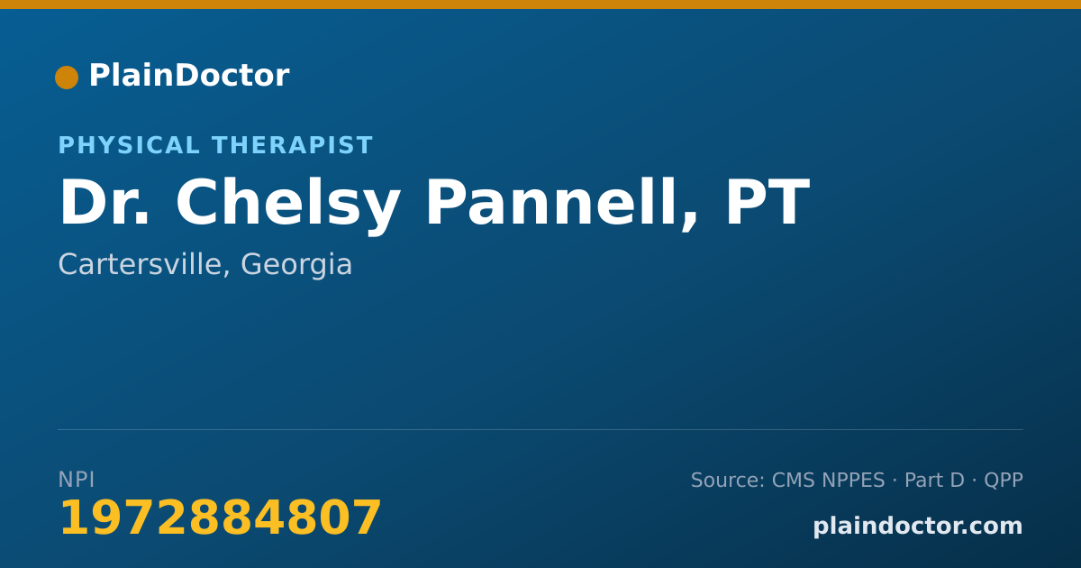 Shareable card for Chelsy Pannell, PT - Physical Therapist, Cartersville, GA