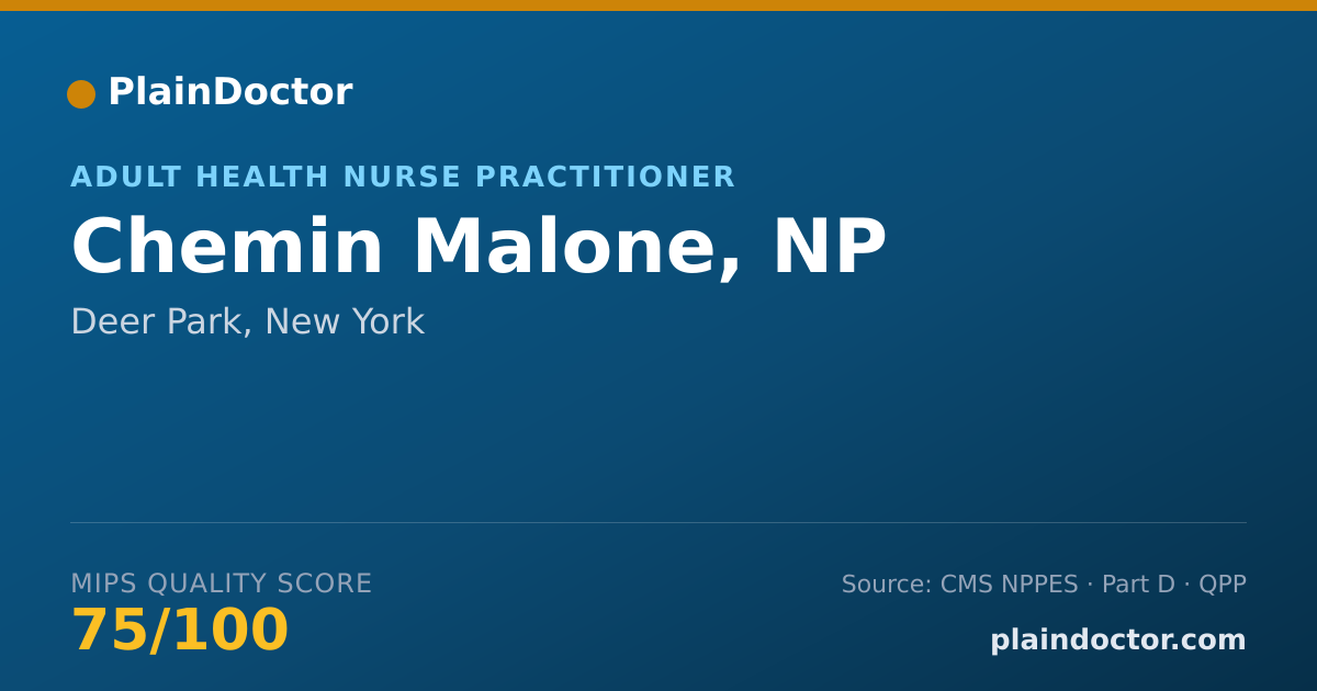 Shareable card for Chemin Malone, NP - Adult Health Nurse Practitioner, Deer Park, NY