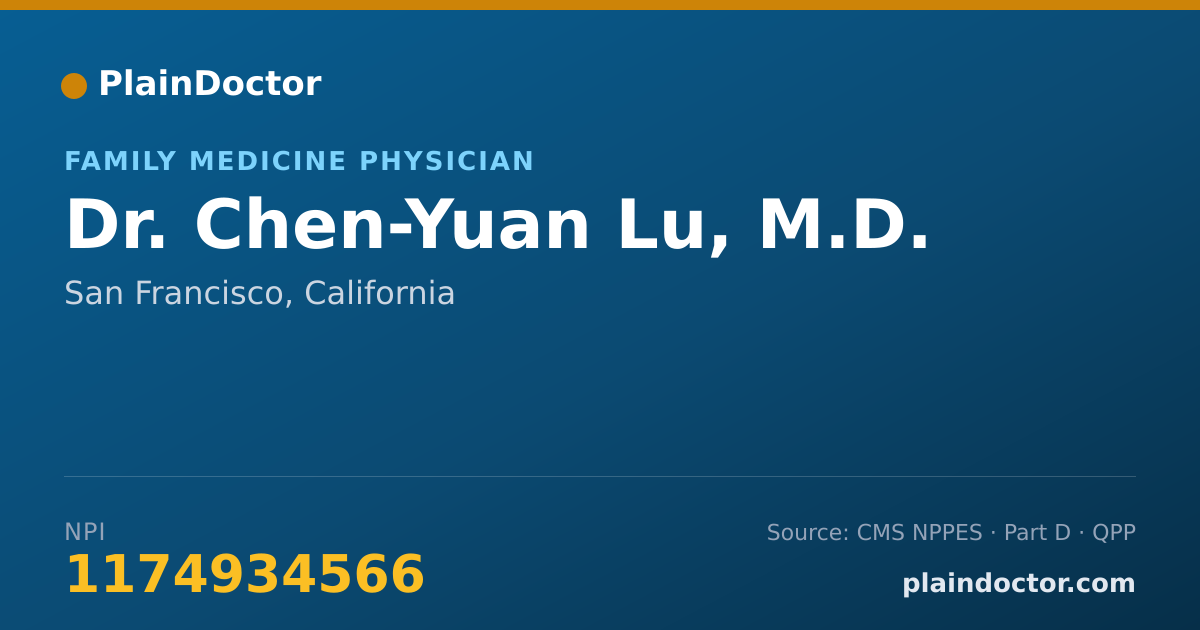 Shareable card for Chen-Yuan Lu, M.D. - Family Medicine Physician, San Francisco, CA