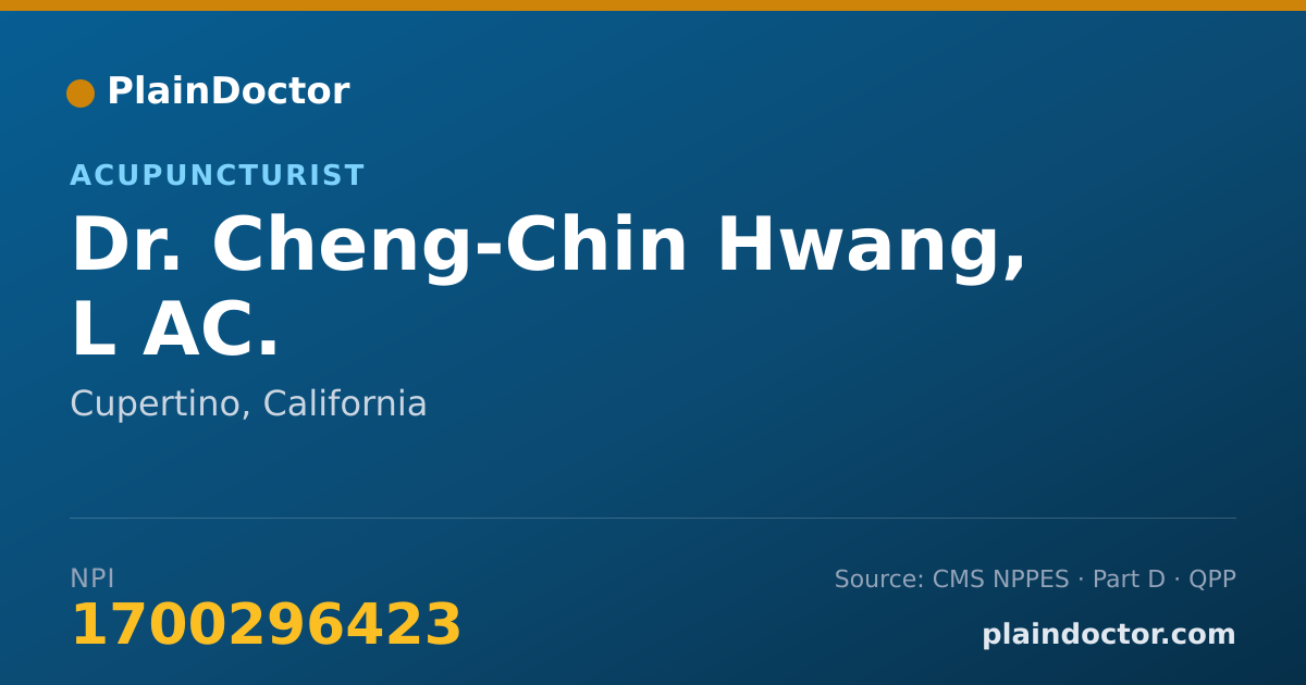 Shareable card for Cheng-Chin Hwang, L AC. - Acupuncturist, Cupertino, CA