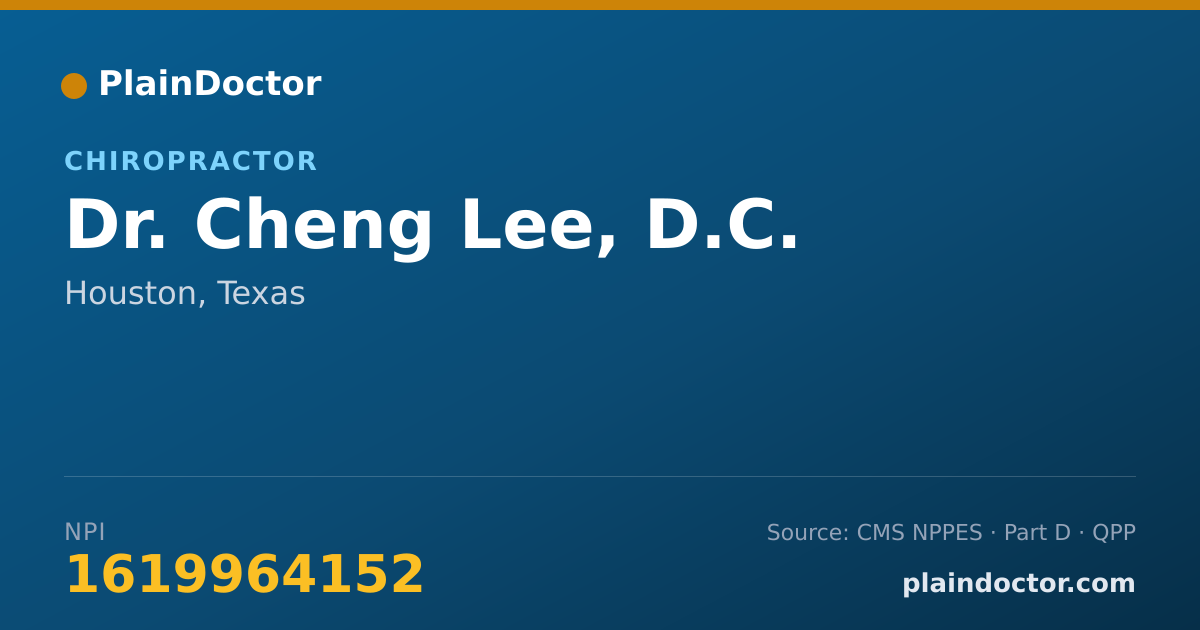 Shareable card for Cheng Lee, D.C. - Chiropractor, Houston, TX