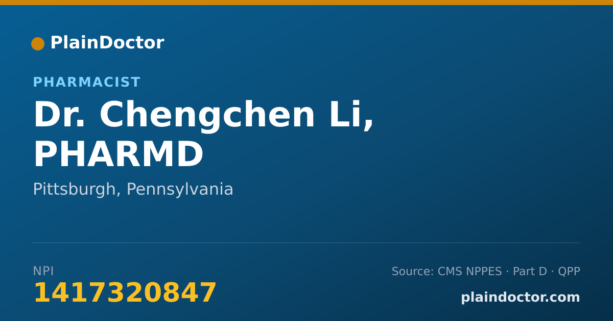 Shareable card for Chengchen Li, PHARMD - Pharmacist, Pittsburgh, PA