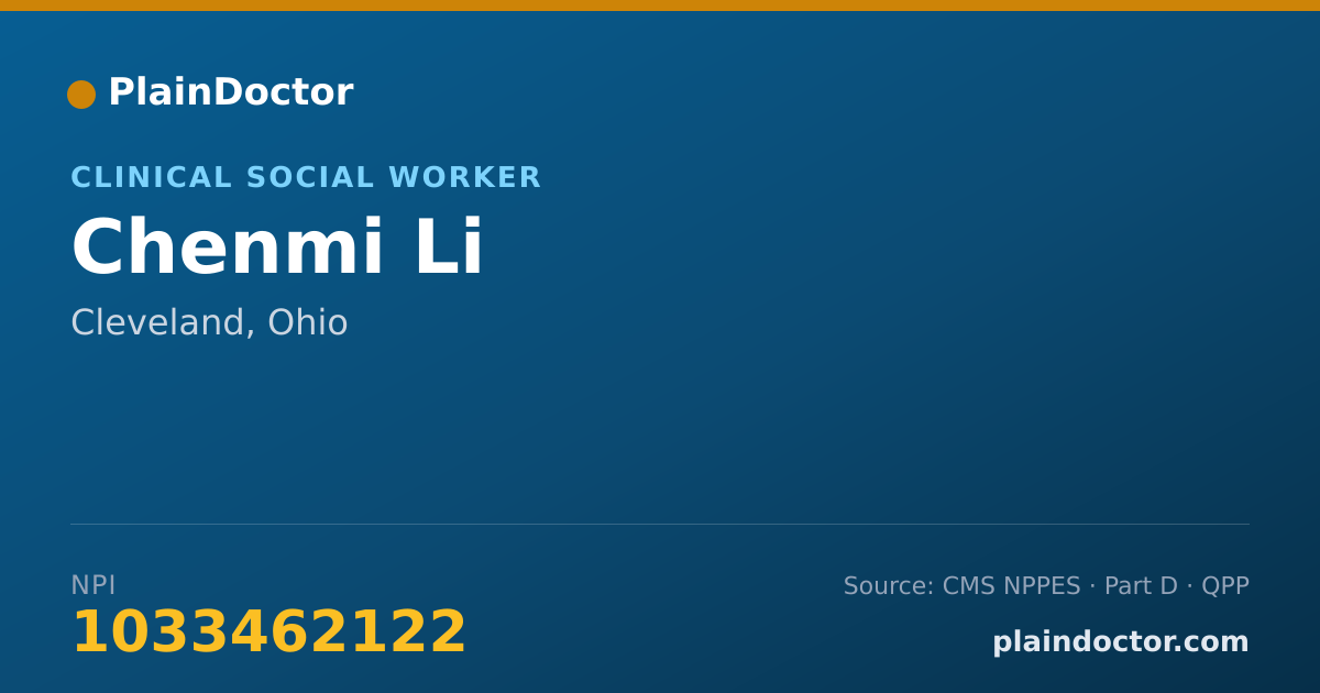 Shareable card for Chenmi Li - Clinical Social Worker, Cleveland, OH