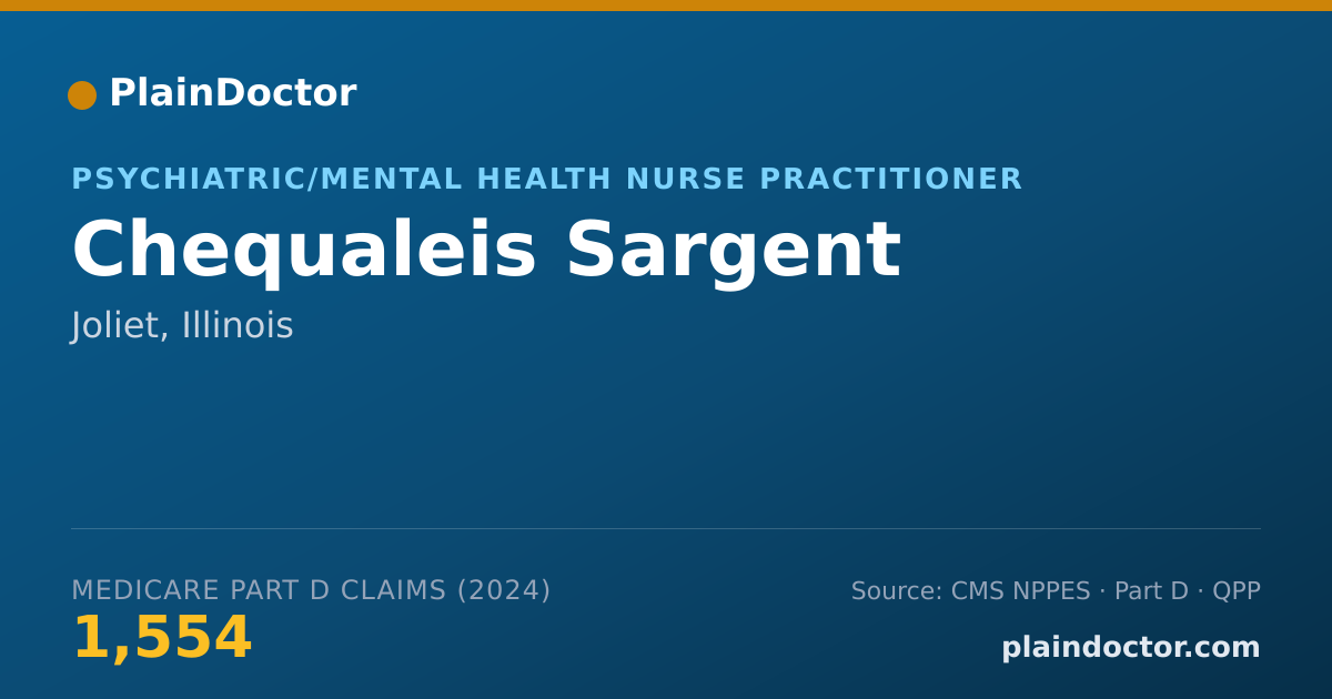 Shareable card for Chequaleis Sargent - Psychiatric/Mental Health Nurse Practitioner, Joliet, IL