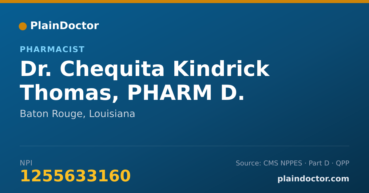 Shareable card for Chequita Kindrick Thomas, PHARM D. - Pharmacist, Baton Rouge, LA