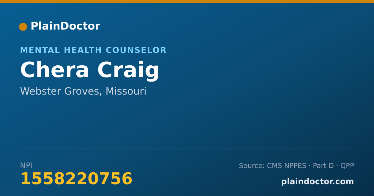Shareable card for Chera Craig - Mental Health Counselor, Webster Groves, MO