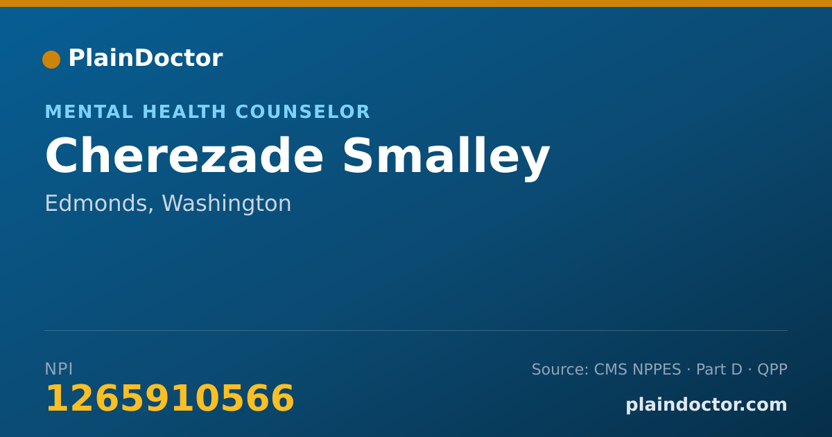 Shareable card for Cherezade Smalley - Mental Health Counselor, Edmonds, WA