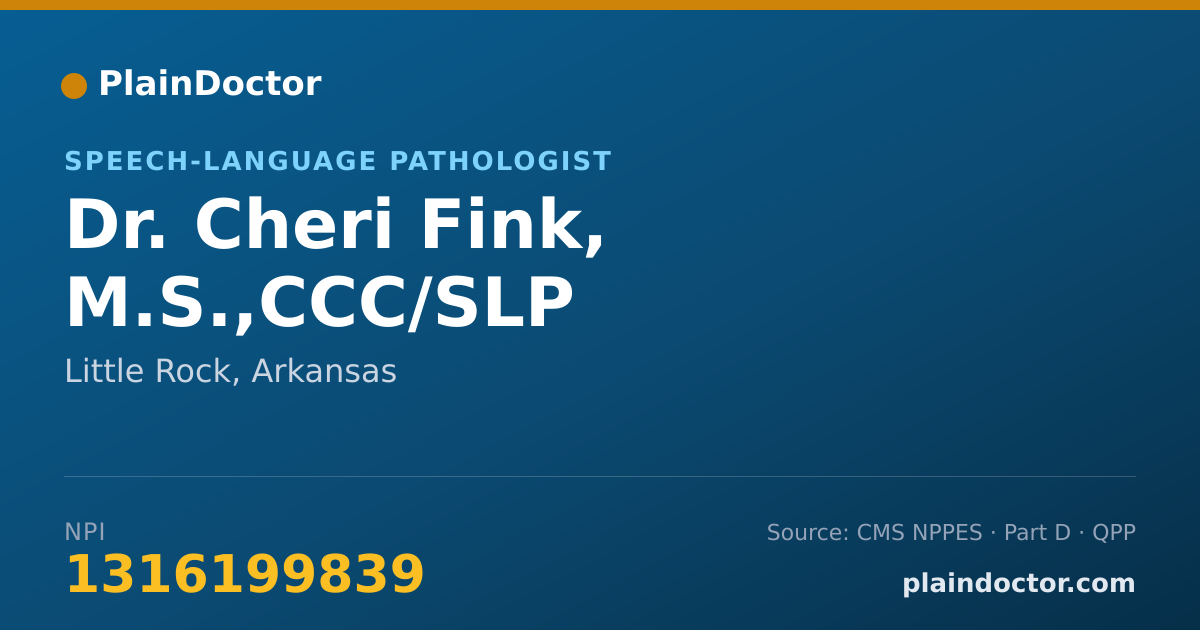 Shareable card for Cheri Fink, M.S.,CCC/SLP - Speech-Language Pathologist, Little Rock, AR