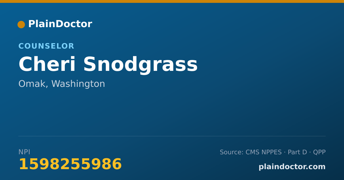 Shareable card for Cheri Snodgrass - Counselor, Omak, WA