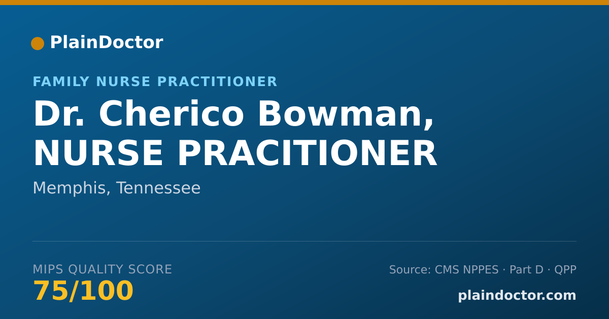 Shareable card for Cherico Bowman, NURSE PRACITIONER - Family Nurse Practitioner, Memphis, TN