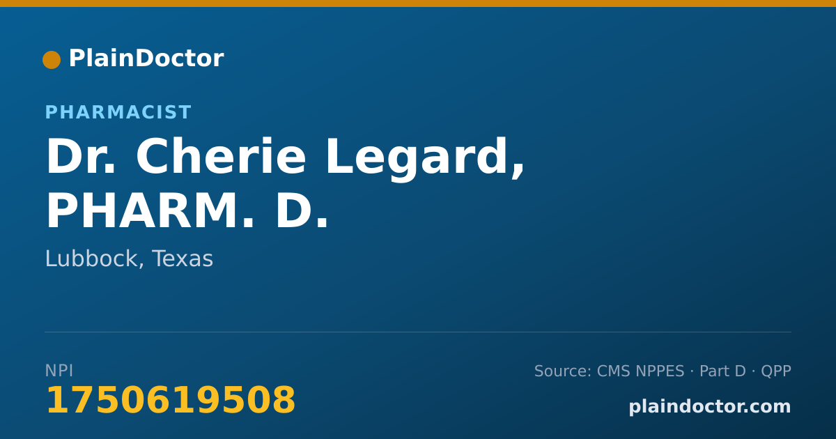 Shareable card for Cherie Legard, PHARM. D. - Pharmacist, Lubbock, TX
