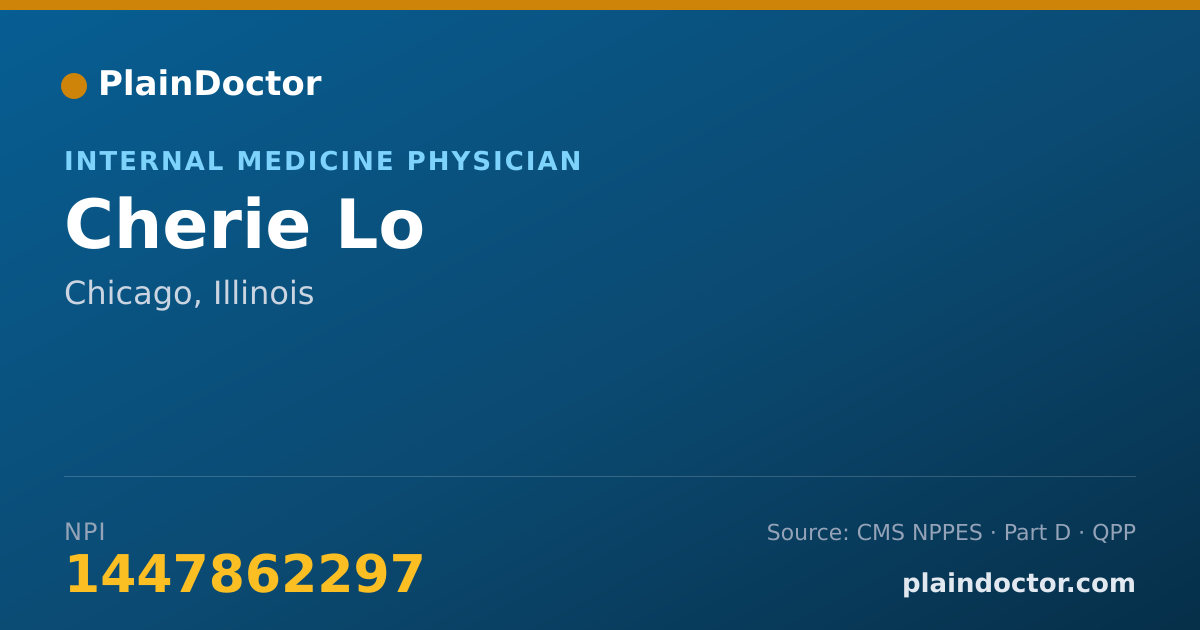 Shareable card for Cherie Lo - Internal Medicine Physician, Chicago, IL