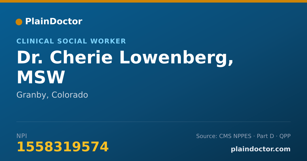 Shareable card for Cherie Lowenberg, MSW - Clinical Social Worker, Granby, CO