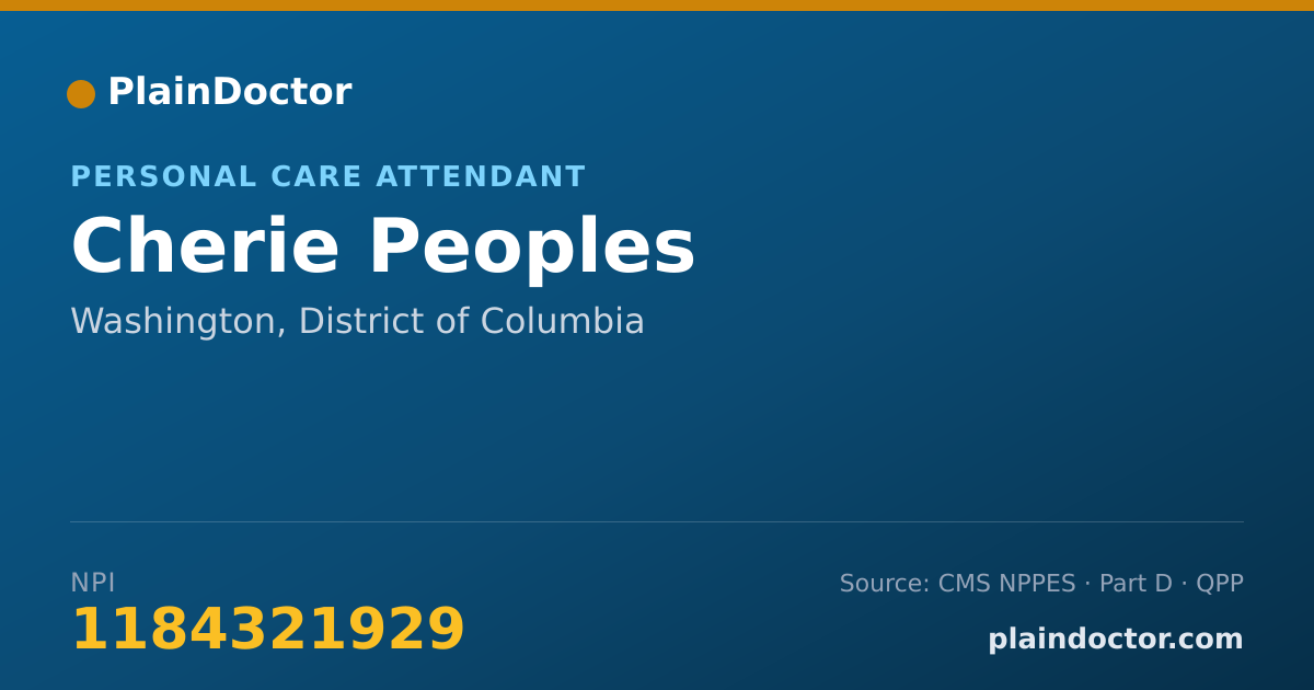 Shareable card for Cherie Peoples - Personal Care Attendant, Washington, DC