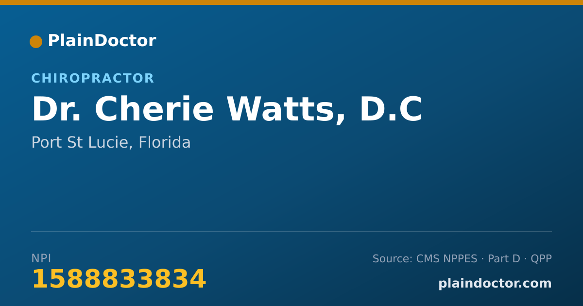 Shareable card for Cherie Watts, D.C - Chiropractor, Port St Lucie, FL