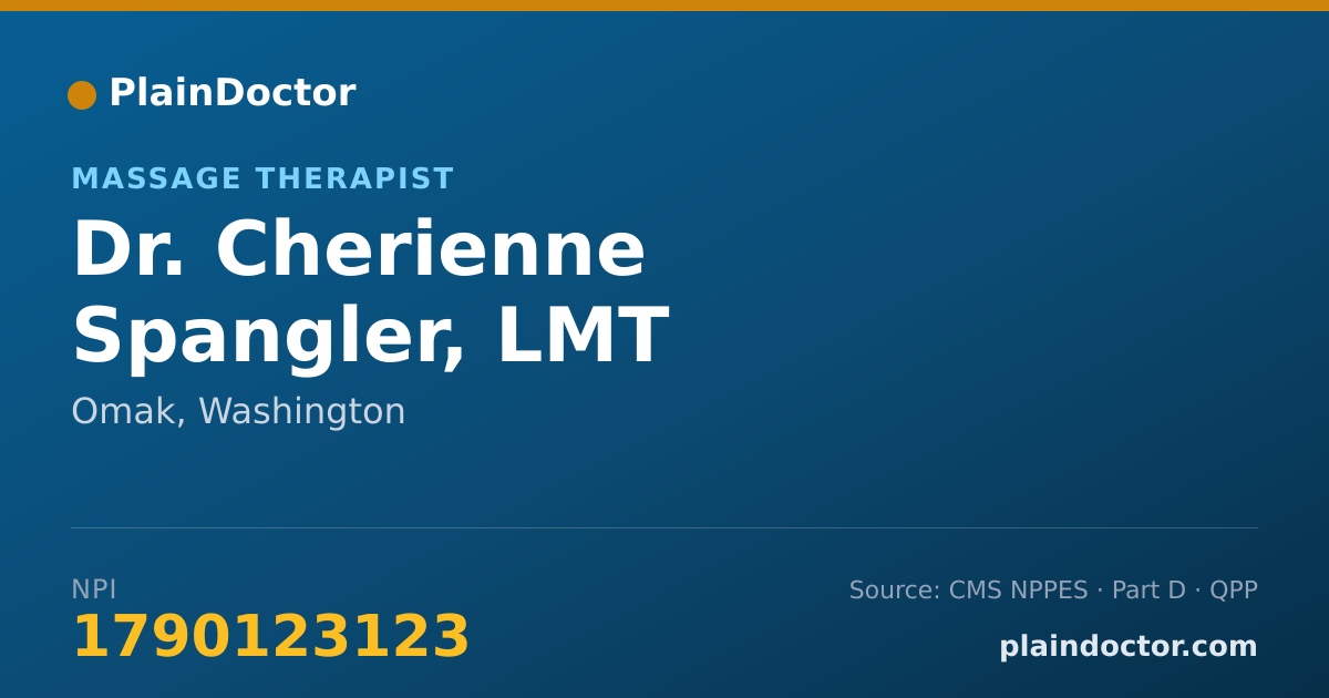 Shareable card for Cherienne Spangler, LMT - Massage Therapist, Omak, WA