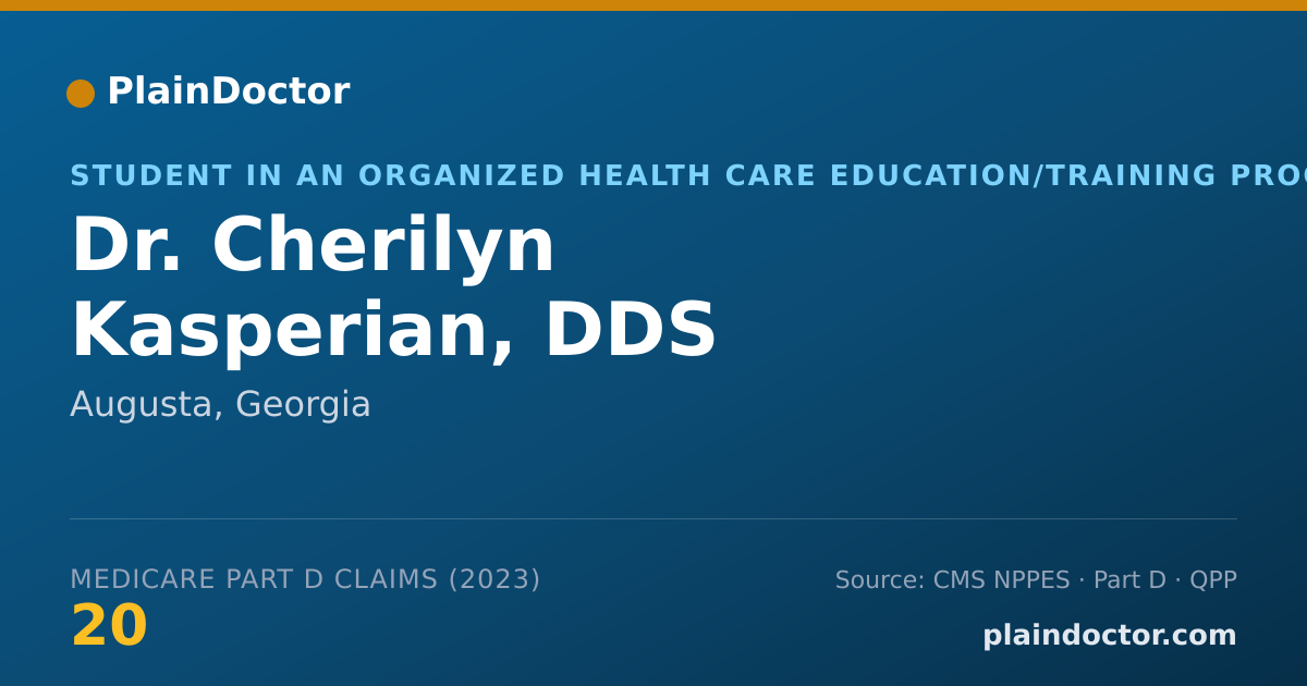 Shareable card for Cherilyn Kasperian, DDS - Student in an Organized Health Care Education/Training Program, Augusta, GA