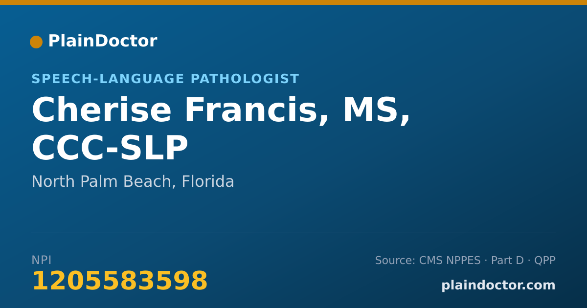 Shareable card for Cherise Francis, MS, CCC-SLP - Speech-Language Pathologist, North Palm Beach, FL