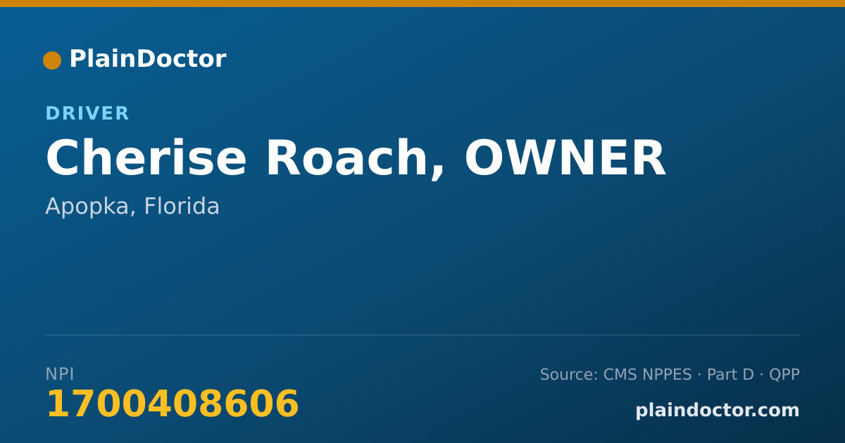 Shareable card for Cherise Roach, OWNER - Driver, Apopka, FL