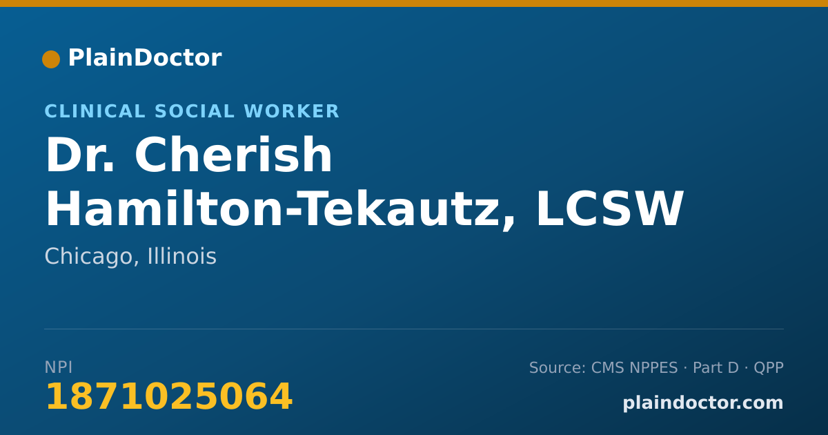 Shareable card for Cherish Hamilton-Tekautz, LCSW - Clinical Social Worker, Chicago, IL