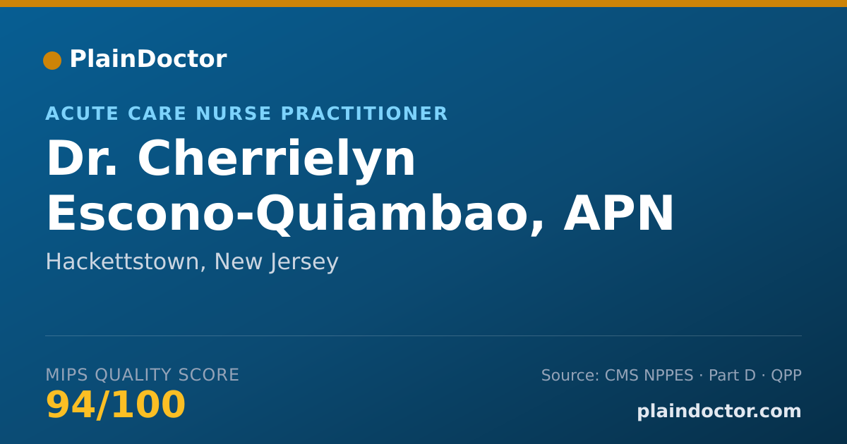 Shareable card for Cherrielyn Escono-Quiambao, APN - Acute Care Nurse Practitioner, Hackettstown, NJ