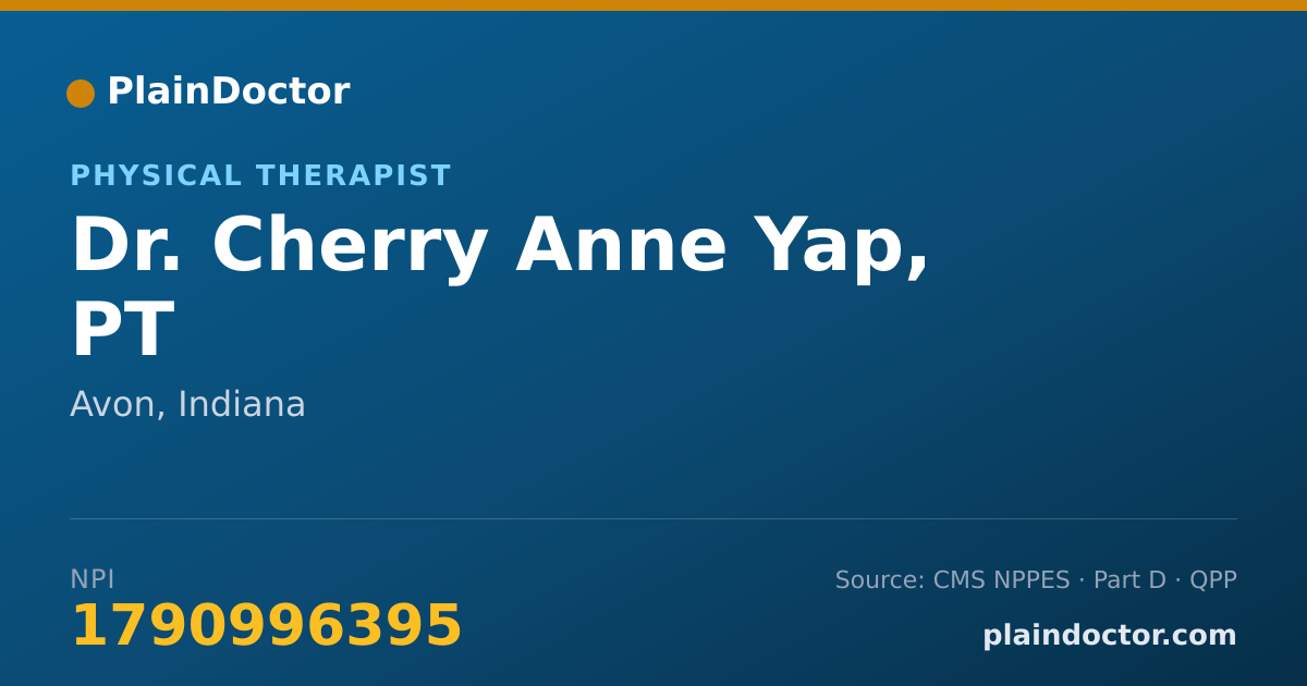Shareable card for Cherry Anne Yap, PT - Physical Therapist, Avon, IN