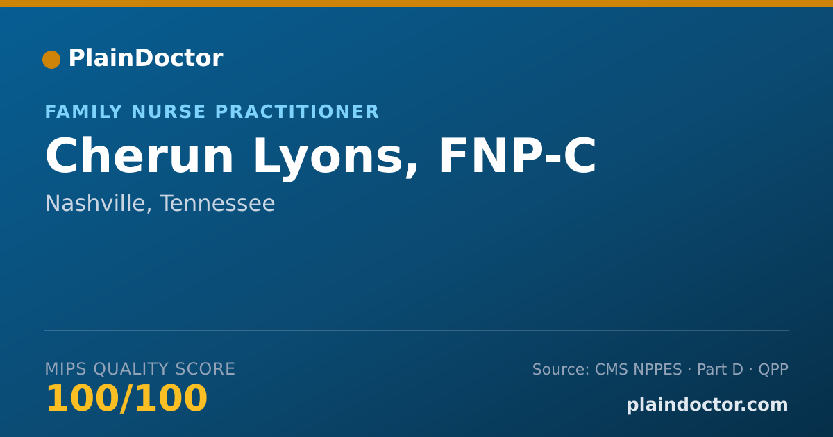 Shareable card for Cherun Lyons, FNP-C - Family Nurse Practitioner, Nashville, TN