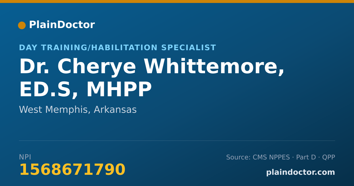 Shareable card for Cherye Whittemore, ED.S, MHPP - Day Training/Habilitation Specialist, West Memphis, AR