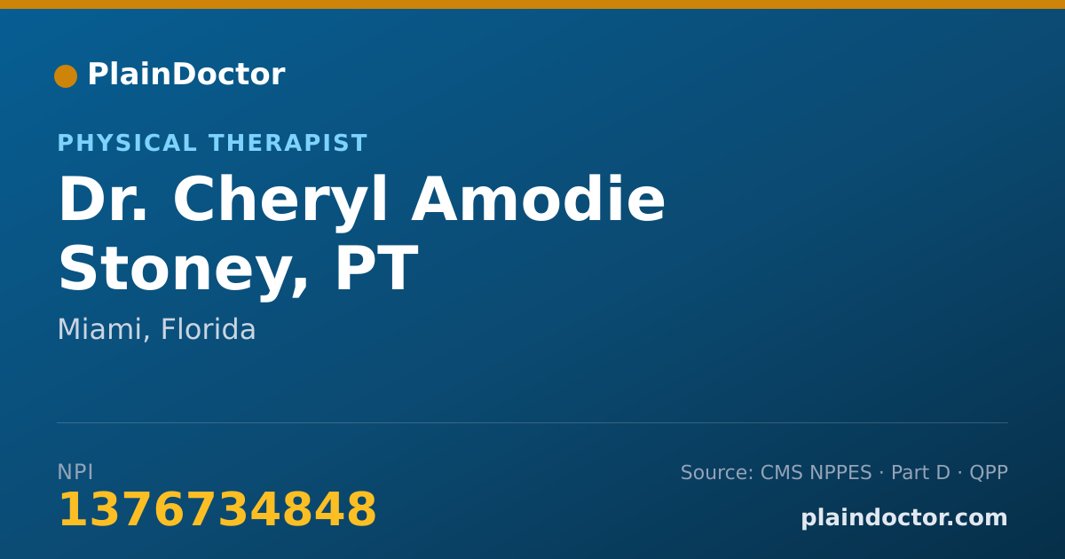 Shareable card for Cheryl Amodie Stoney, PT - Physical Therapist, Miami, FL