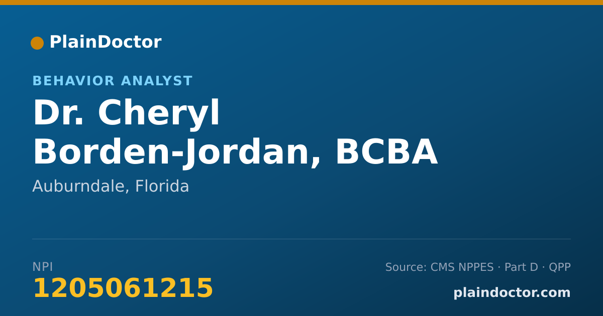 Shareable card for Cheryl Borden-Jordan, BCBA - Behavior Analyst, Auburndale, FL