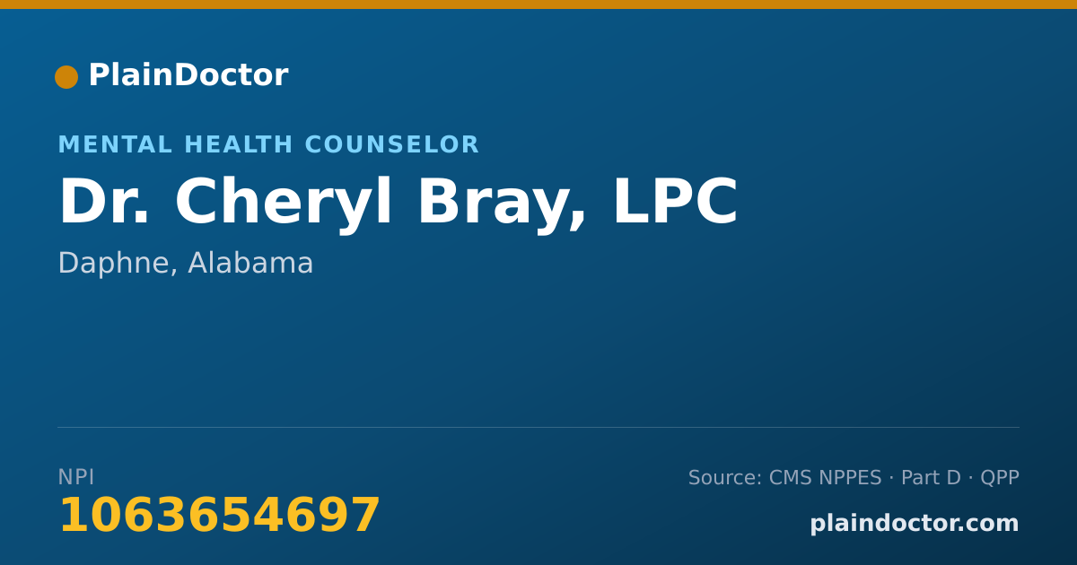 Shareable card for Cheryl Bray, LPC - Mental Health Counselor, Daphne, AL