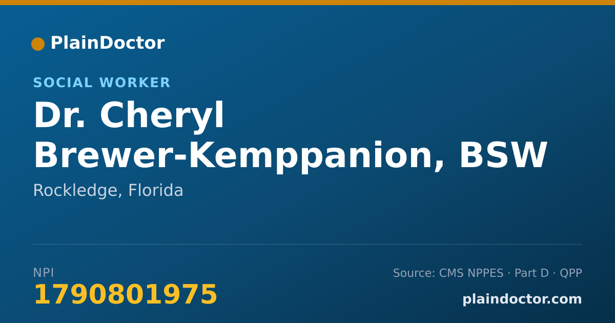 Shareable card for Cheryl Brewer-Kemppanion, BSW - Social Worker, Rockledge, FL