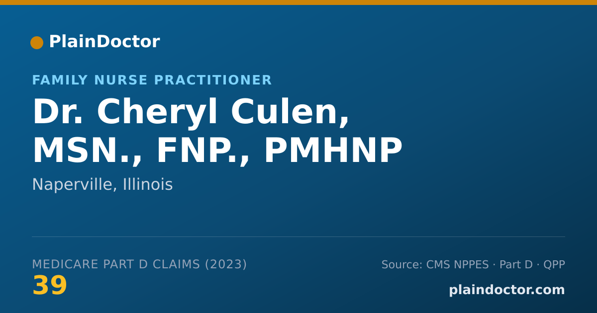 Shareable card for Cheryl Culen, MSN., FNP., PMHNP - Family Nurse Practitioner, Naperville, IL