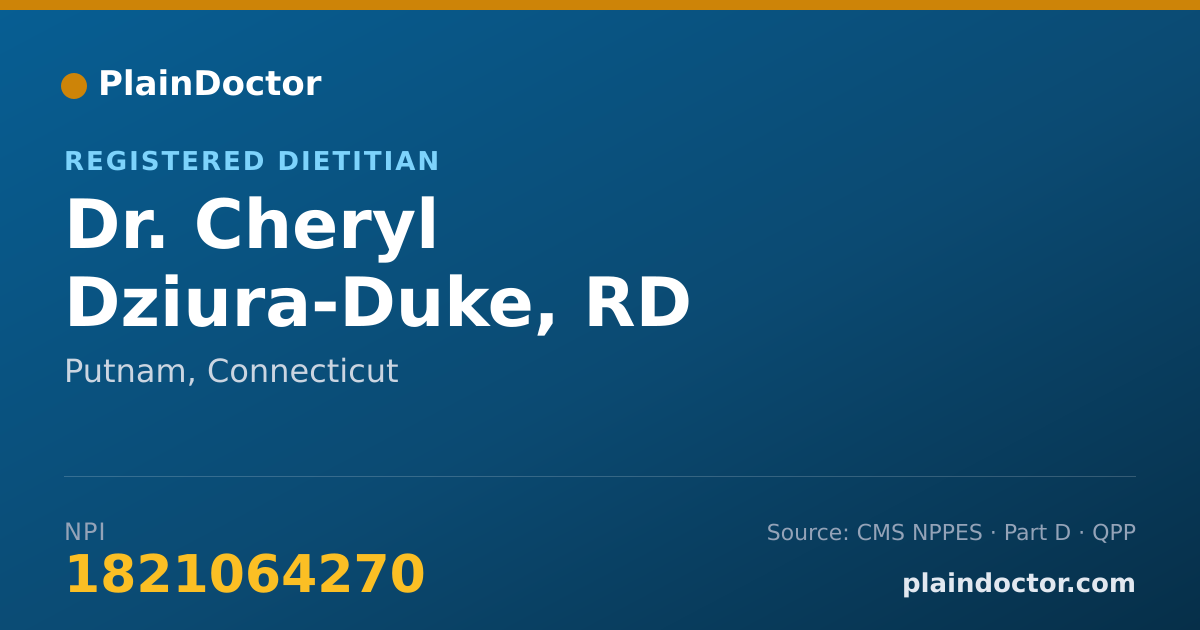Shareable card for Cheryl Dziura-Duke, RD - Registered Dietitian, Putnam, CT