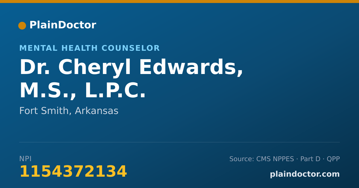 Shareable card for Cheryl Edwards, M.S., L.P.C. - Mental Health Counselor, Fort Smith, AR