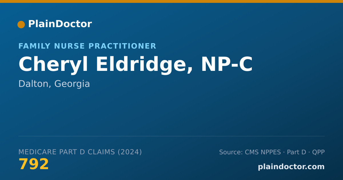 Shareable card for Cheryl Eldridge, NP-C - Family Nurse Practitioner, Dalton, GA