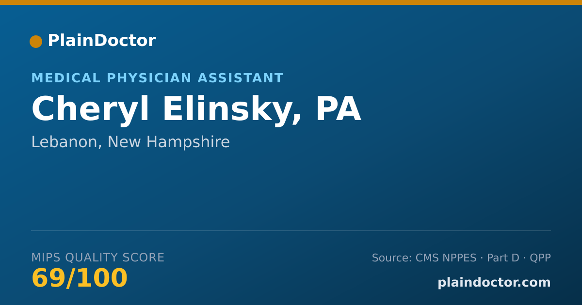 Shareable card for Cheryl Elinsky, PA - Medical Physician Assistant, Lebanon, NH