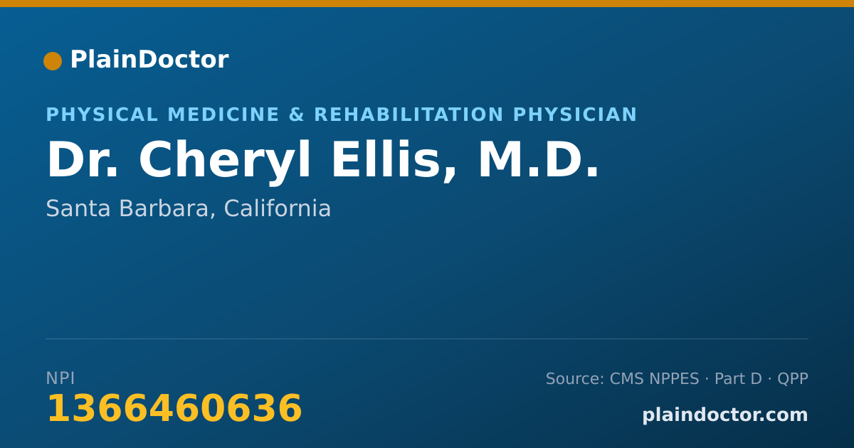 Shareable card for Cheryl Ellis, M.D. - Physical Medicine & Rehabilitation Physician, Santa Barbara, CA