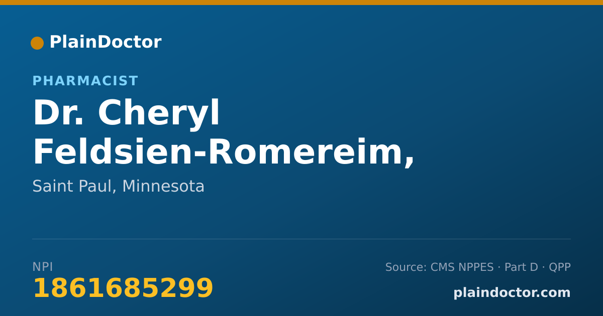 Shareable card for Cheryl Feldsien-Romereim, PHARMD - Pharmacist, Saint Paul, MN