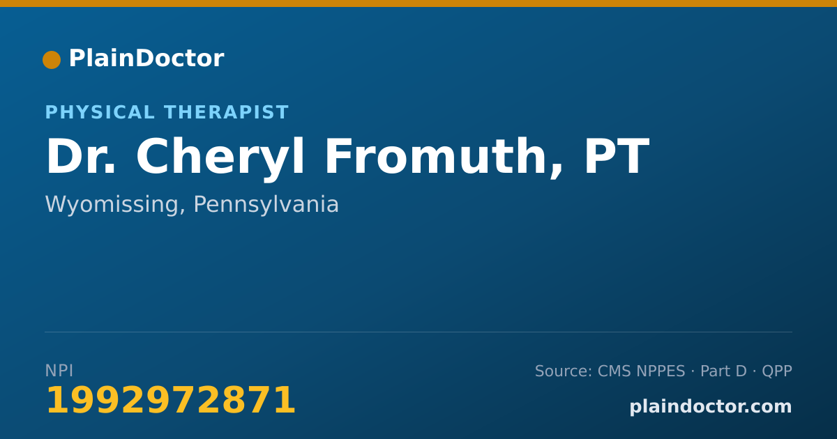 Shareable card for Cheryl Fromuth, PT - Physical Therapist, Wyomissing, PA