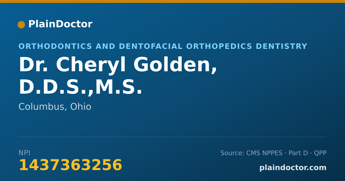 Shareable card for Cheryl Golden, D.D.S.,M.S. - Orthodontics and Dentofacial Orthopedics Dentistry, Columbus, OH