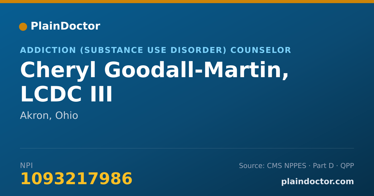 Shareable card for Cheryl Goodall-Martin, LCDC III - Addiction (Substance Use Disorder) Counselor, Akron, OH