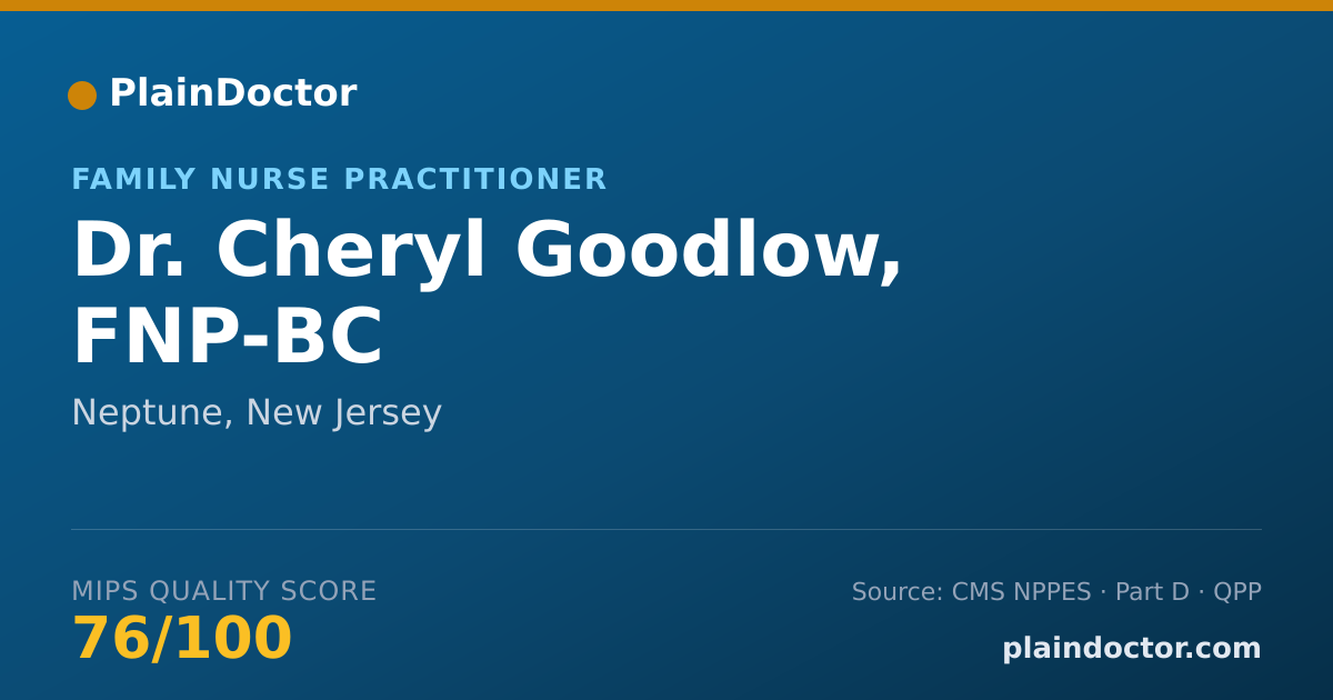 Shareable card for Cheryl Goodlow, FNP-BC - Family Nurse Practitioner, Neptune, NJ